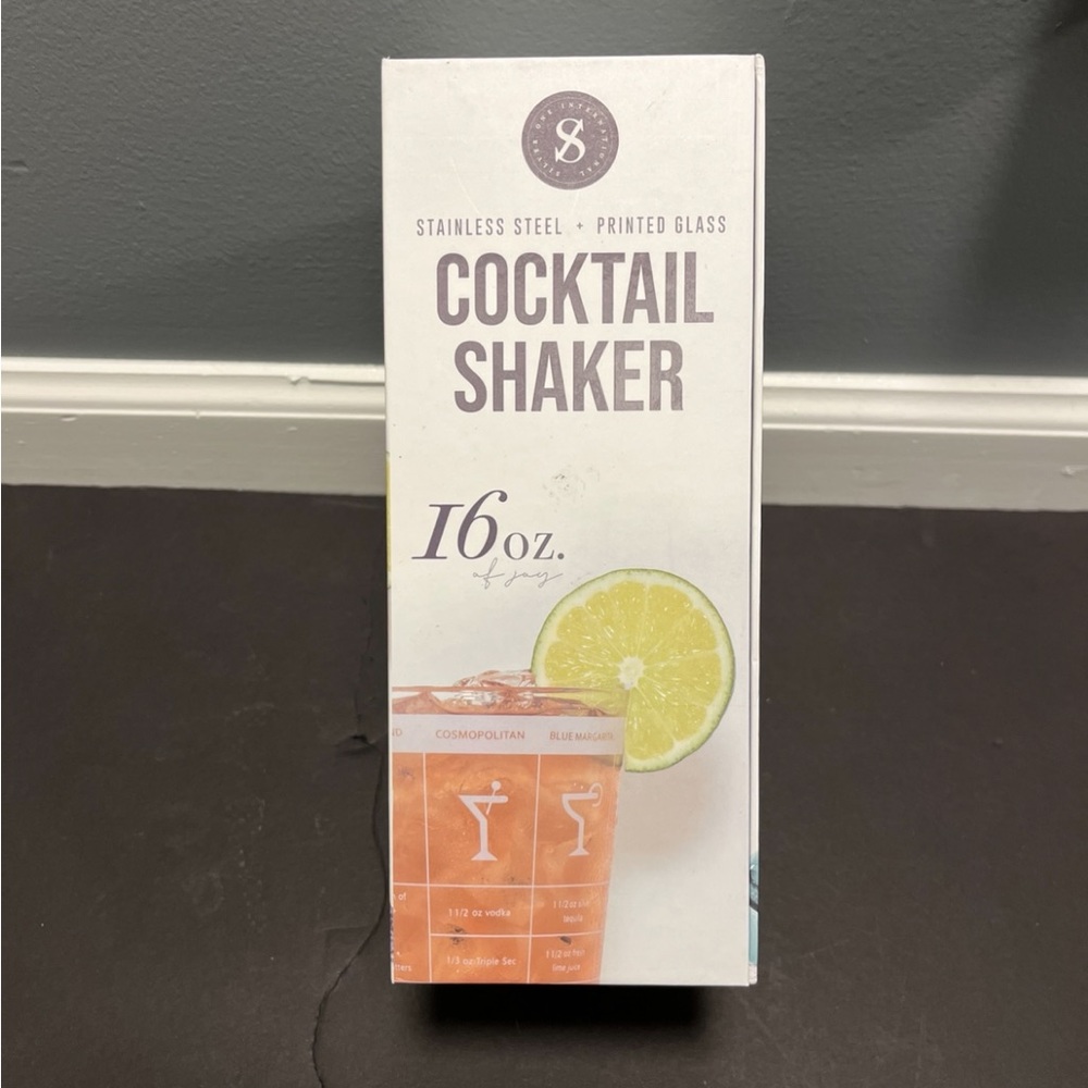 Silver One International Cocktail Shaker Starter, Printed Glass Stainless Steel